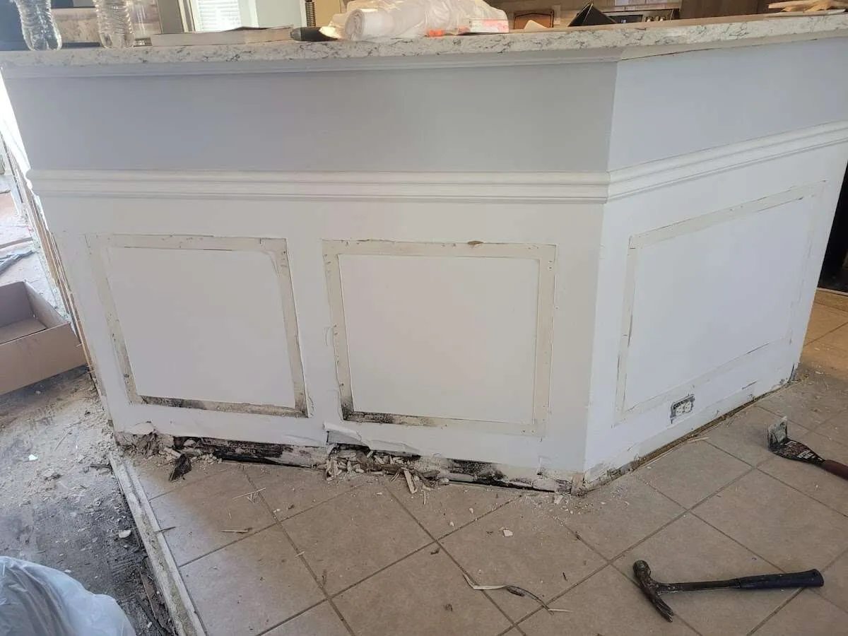 Water damage and mold on kitchen during Storm Damage Restoration in The Villages
